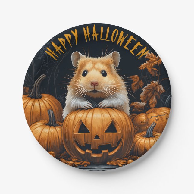 Plato De Papel Hamster Halloween (Anverso)