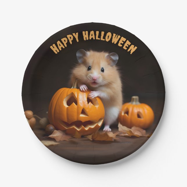 Plato De Papel Hamster Halloween (Anverso)