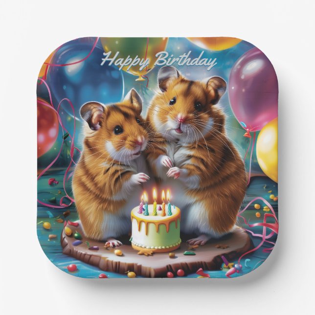 Plato De Papel Hamsters Birthday Party (Anverso)