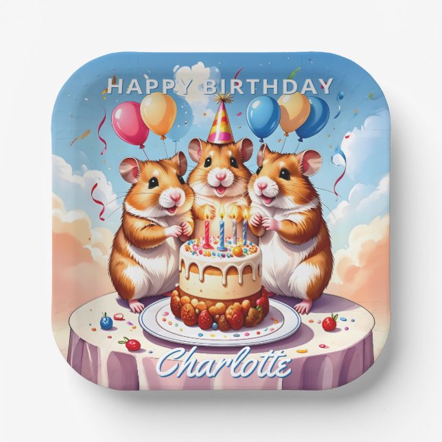 Plato De Papel Hamsters Birthday Party (Anverso)