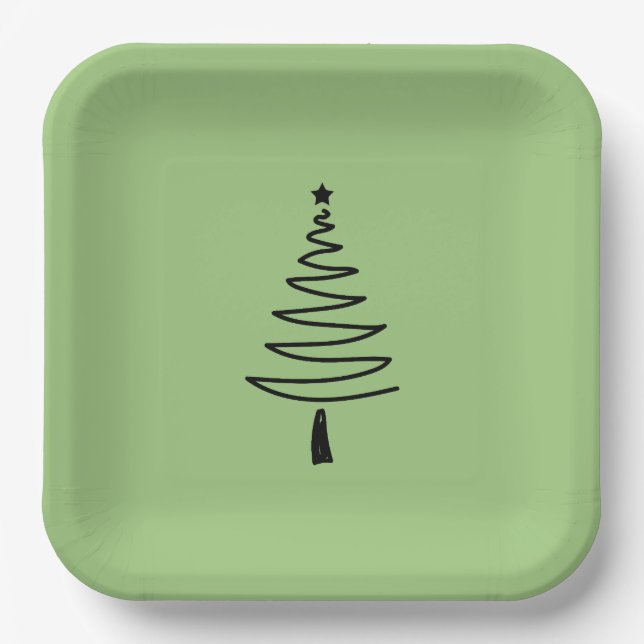 Plato De Papel Hand Drawn christmas tree (Anverso)