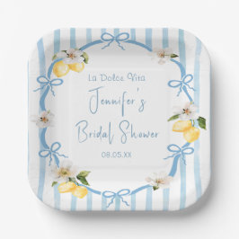 Plato De Papel Hand Drawn Coastal Italian Lemon Bridal Shower