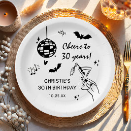 Plato De Papel Hand Drawn Halloween Adult Birthday Party