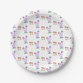 Plato De Papel Hand-Drawn Mushroom Plates