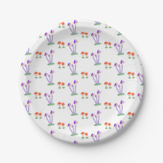Plato De Papel Hand-Drawn Mushroom Plates