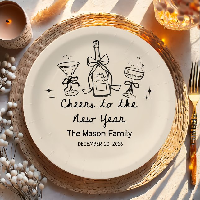 Plato De Papel Hand Drawn New Year's Eve Party Paper Plates  (Subido por el creador)