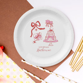Plato De Papel Hand Drawn Red Pink Scribble Birthday Party