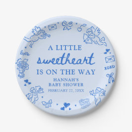 Plato De Papel Hand Drawn Valentine Little Sweetheat Baby Shower