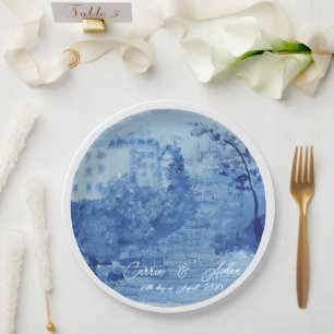 Plato De Papel Hand Pintado Blue Willow Ginger Jars Toile