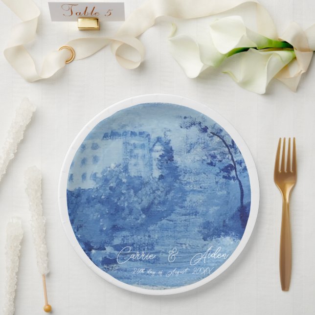 Plato De Papel Hand Pintado Blue Willow Ginger Jars Toile (Boda)