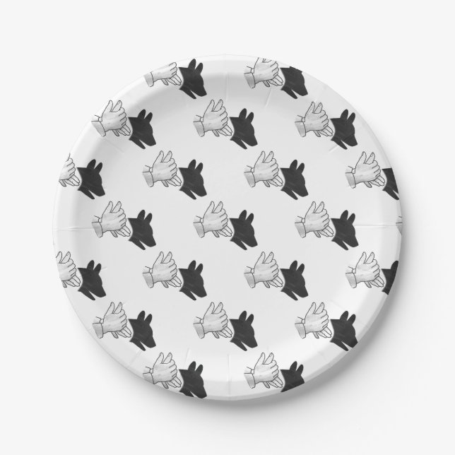 Plato De Papel Hand Silhouette Dog (Anverso)
