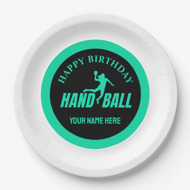 Plato De Papel Handball Girl Birthday, Handball Player Gift (Anverso)