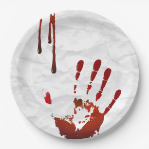 Plato De Papel Handprint sangriento