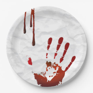 Plato De Papel Handprint sangriento