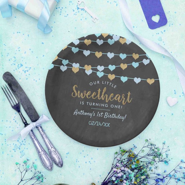 Plato De Papel Hanging Love Hearts Little Sweetheart Birthday (Subido por el creador)