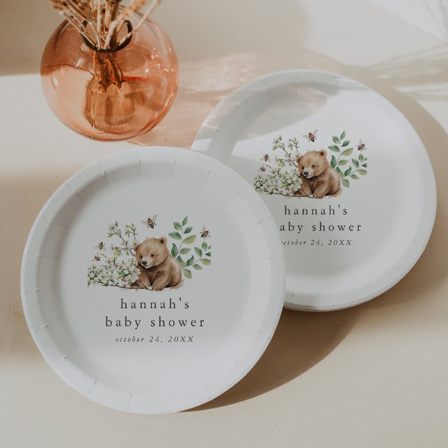 Plato De Papel HANNAH Boho Summer Bear Bee Woodland Baby Shower (HANNAH Boho Summer Bear Bee Woodland Baby Shower Paper Plates)