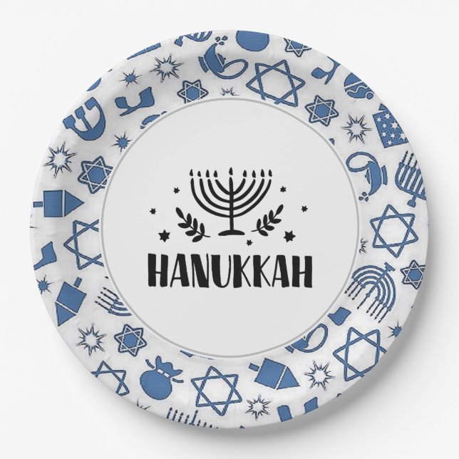 Plato De Papel Hanukkah (Anverso)