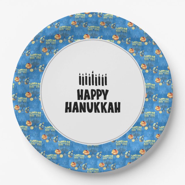 Plato De Papel Hanukkah (Anverso)