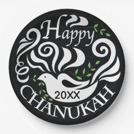 Plato De Papel Hanukkah Blackboard Dove