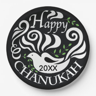 Plato De Papel Hanukkah Blackboard Dove