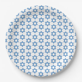 Plato De Papel Hanukkah Blue Star Pattern Fe de vacaciones
