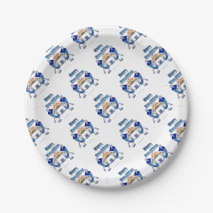 Plato De Papel Hanukkah Dancing Dreides y Jelly Doughnut