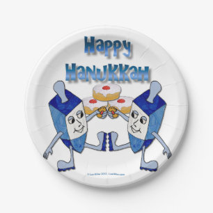 Plato De Papel Hanukkah Dancing Dreides y Jelly Doughnut