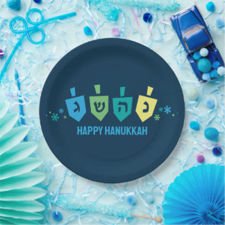 Plato De Papel Hanukkah Dreidel Party Plates