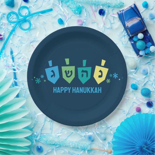 Plato De Papel Hanukkah Dreidel Party Plates (Fiesta)