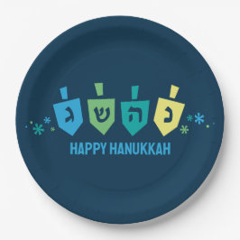 Plato De Papel Hanukkah Dreidel Party Plates