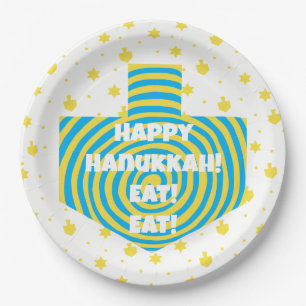 Plato De Papel Hanukkah Dreidel Swirl Placas de papel