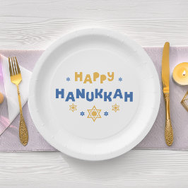 Plato De Papel "Hanukkah feliz" Amor y luz