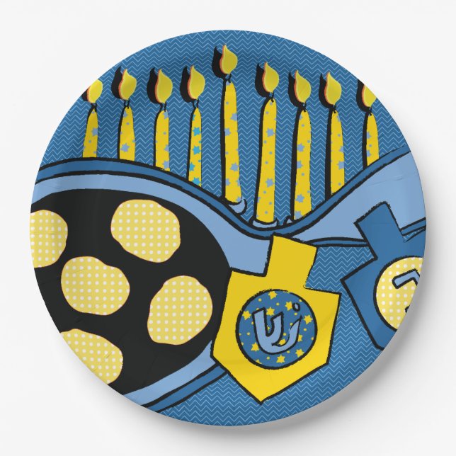 Plato De Papel Hanukkah Frying Latkes Placa de papel (Anverso)