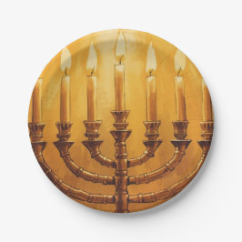 Plato De Papel Hanukkah Menorah Lights Paper Plate