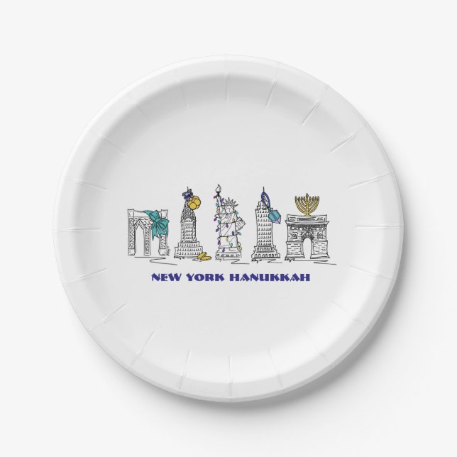 Plato De Papel Hanukkah NYC Chanukah (Anverso)