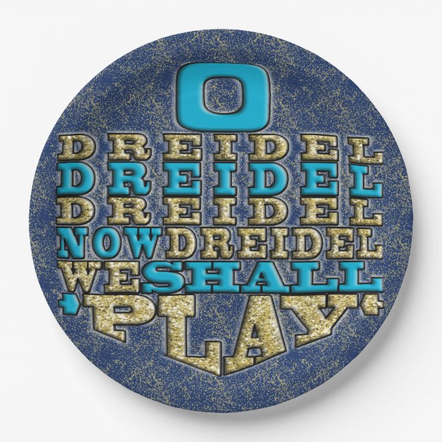 Plato De Papel Hanukkah ODreidel (Anverso)