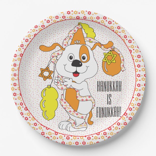 Plato De Papel Hanukkah Zeevie Fiesta (Anverso)