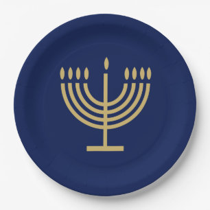Plato De Papel Hanukkiah Feliz Hanukkah Judío dreidel Menorah