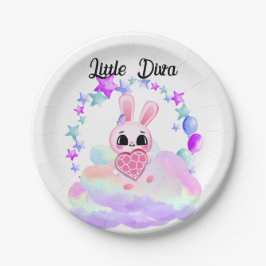 Plato De Papel  Happiness magic sweet bunny in the rainbow