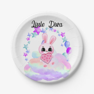 Plato De Papel  Happiness magic sweet bunny in the rainbow