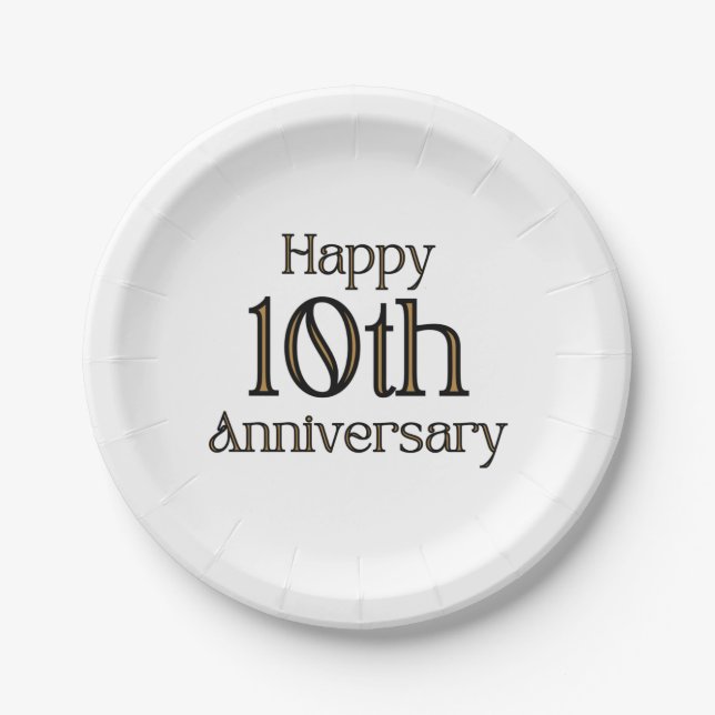 Plato De Papel Happy 10 Aniversario Paper Plates (Anverso)