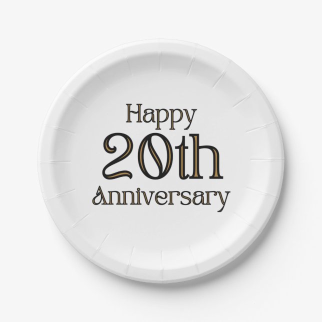 Plato De Papel Happy 20 Aniversario Paper Plates (Anverso)
