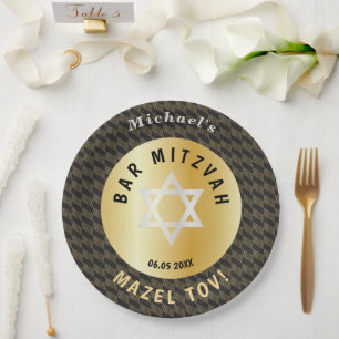 Plato De Papel Happy Bar Mitzvah 20XX Decorativo de oro