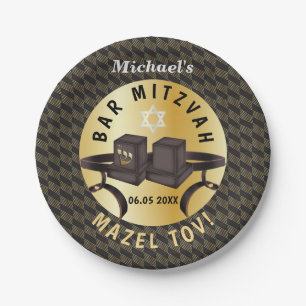 Plato De Papel Happy Bar Mitzvah 20XX Decorativo de oro