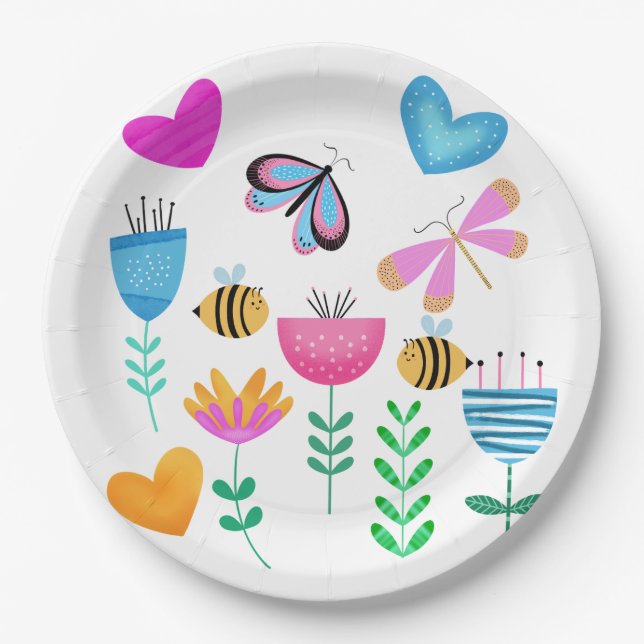Plato De Papel Happy Bee Garden (Anverso)