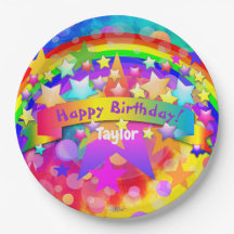 Happy Birday Paper Placas Rainbow HAMbyWG