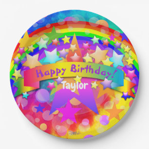 Plato De Papel Happy Birday Paper Placas Rainbow HAMbyWG
