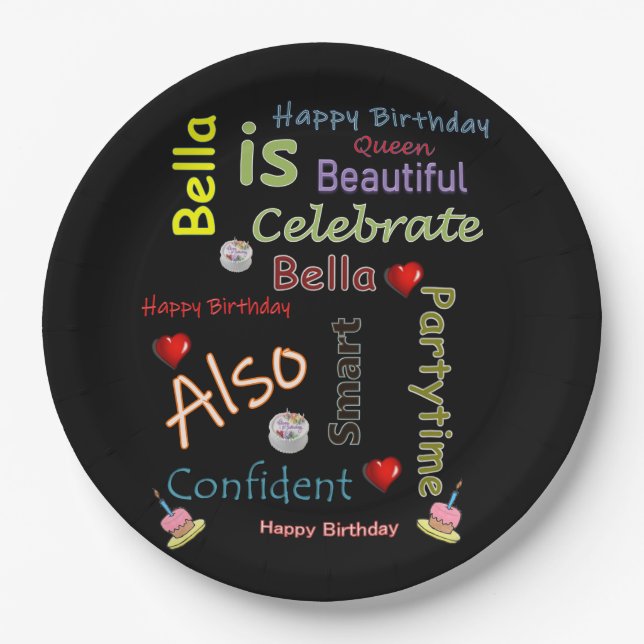 Plato De Papel Happy Birday Paper Plates Bella (Anverso)
