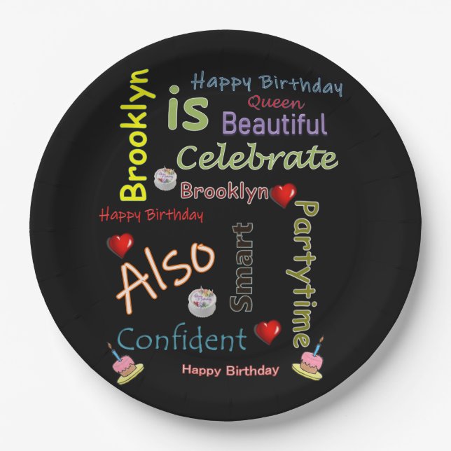 Plato De Papel Happy Birday Paper Plates Brooklyn (Anverso)