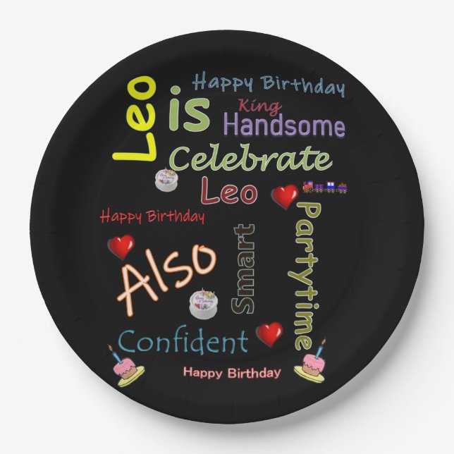 Plato De Papel Happy Birday Paper Plates Leo (Anverso)